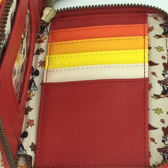 Disney Loungefly Minnie Mouse Fall Ombre Sequin Zip Around Wallet NWT NEW - Picture 7 of 8